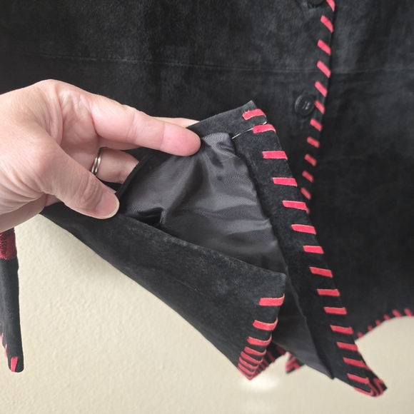 QUACKER FACTORY XS Black Leather Jacket Embroidered Biker Romantic Western NWT - Picture 5 of 14